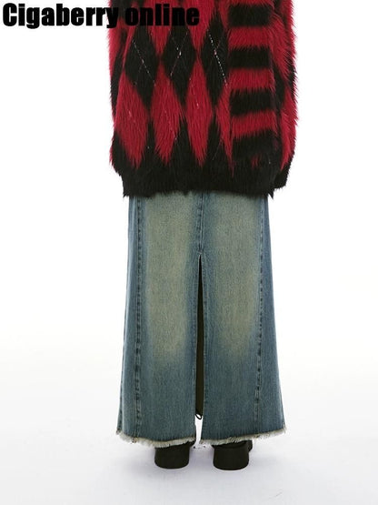 Denim Low Waist Long Half Skirt【s0000004967】