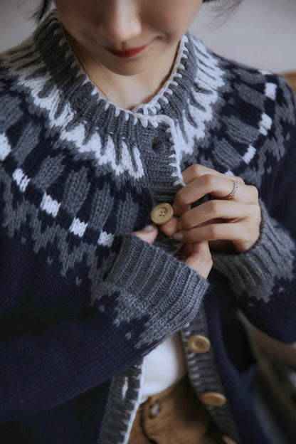 nordic pattern cardigan