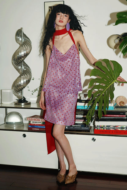 Sequin Dot Backless Resort Skirt Set-Up