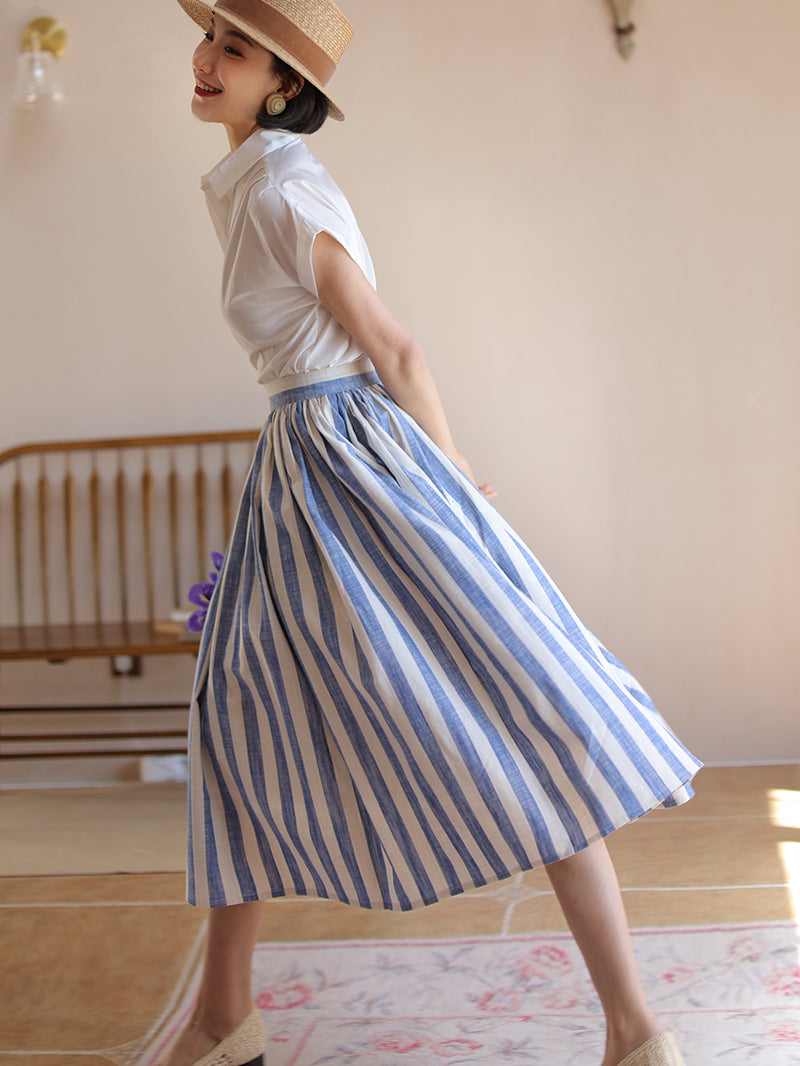 vertical striped hepburn skirt