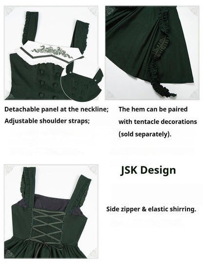 With PUJI - Letter and Poetry ﾂｷ Abyss Clinic - Gothic Lolita Green Dress Set