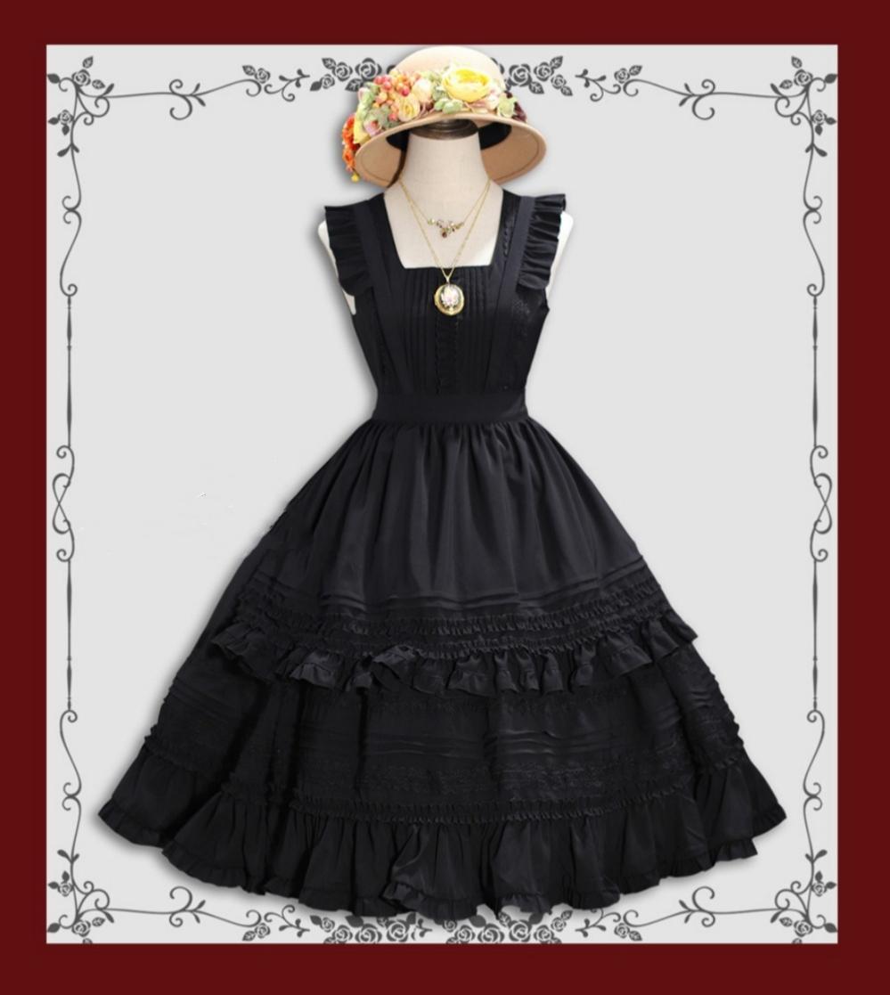 Tiny Garden - Nocturne Reminiscence - Elegant Lolita JSK Dress Multi-Wear Apron Dress Set