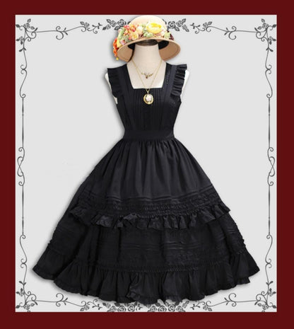 Tiny Garden - Nocturne Reminiscence - Elegant Lolita JSK Dress Multi-Wear Apron Dress Set