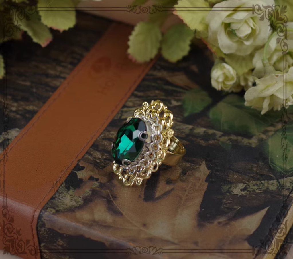 Rose of Sharon - Classical Lolita Gemstone Ring Elegant Vintage Opening Ring