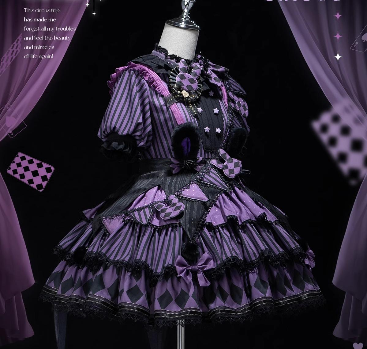 Forest Fluorescent Carps - Ouji Lolita OP Dress Circus Lolita Strip Prince Suit