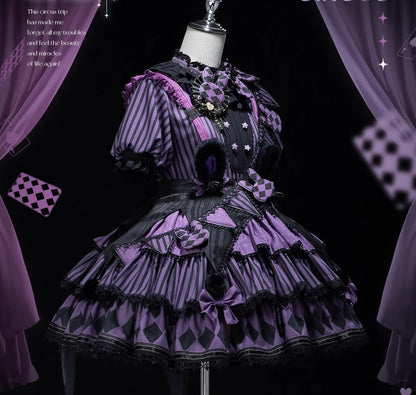 Forest Fluorescent Carps - Ouji Lolita OP Dress Circus Lolita Strip Prince Suit