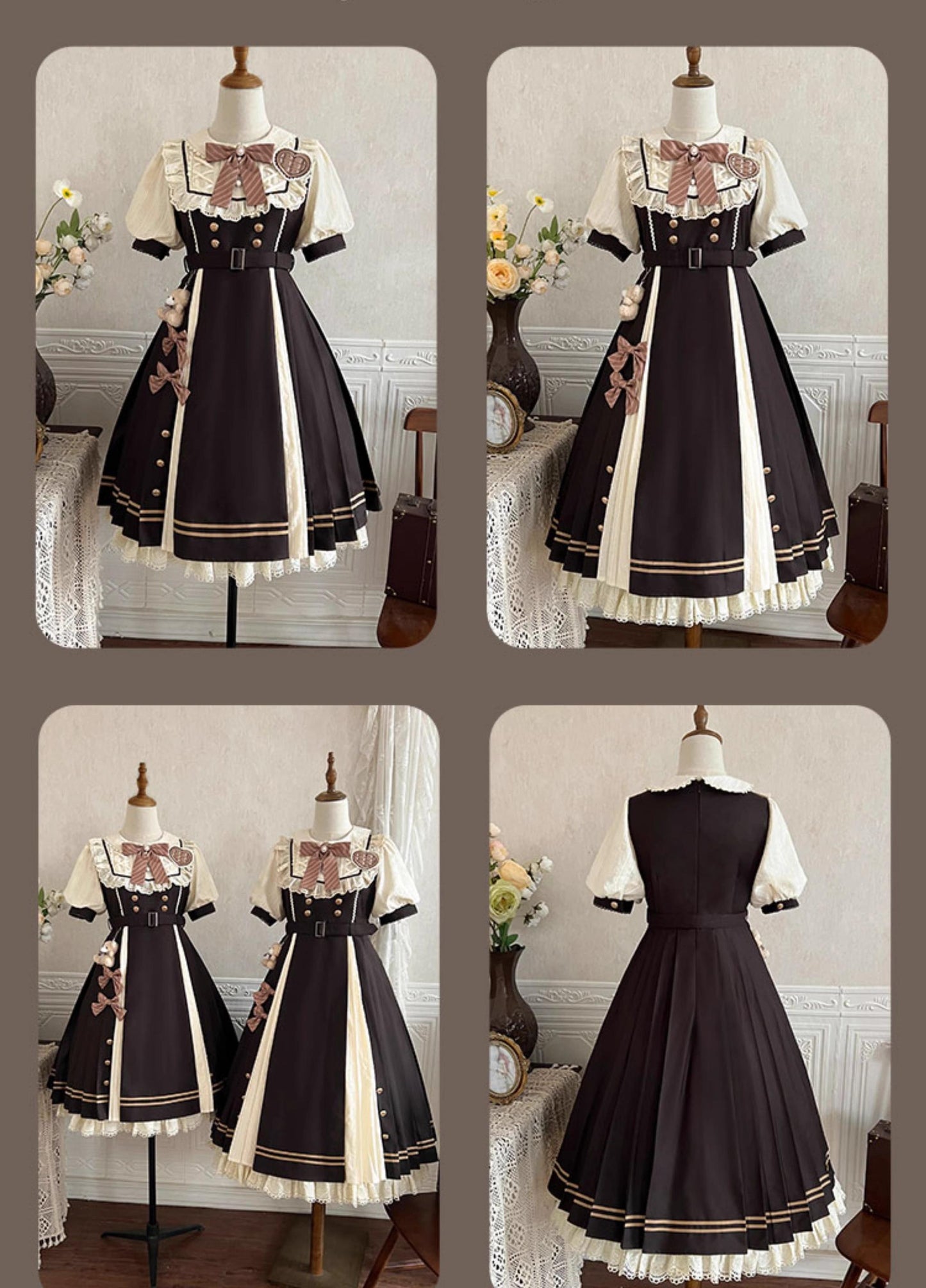 Letters from Unknown Star - Chocolate Workshop - Elegant Lolita OP Daily Short Sleeve Dress