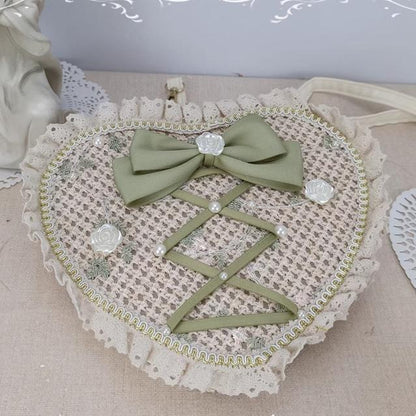 Cocoa Jam - Sweet Lolita Handbag Handmade Woven Heart Shape Crossbody Bag