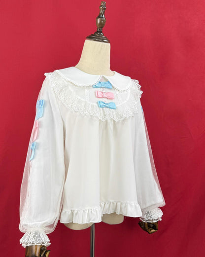 DMFS Lolita - Sweet Lolita Blouse with Double-Layered Tulle Lantern Sleeves