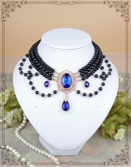 Rose of Sharon - Customized Lolita Pearl Necklace with Gemstone Pendants