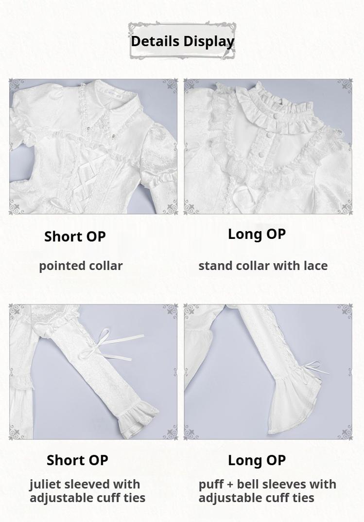 With PUJI - Fallen Heaven - White Gothic Lolita OP Set, Double Layered Skirt