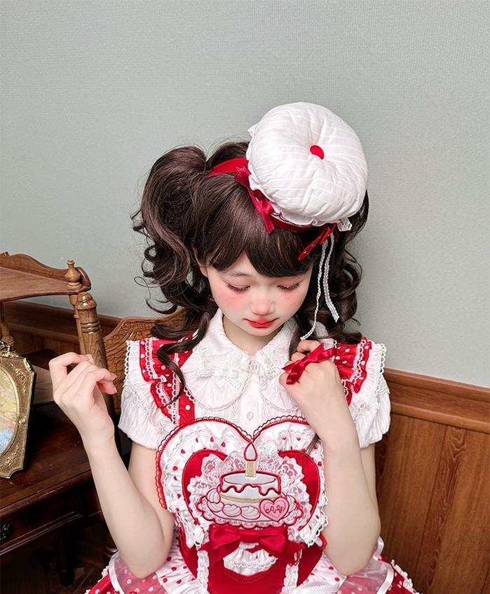 Shuang Sheng Xiao Xiong - Bite The Cake - Sweet Lolita Accessories, Red & White Polka Dots
