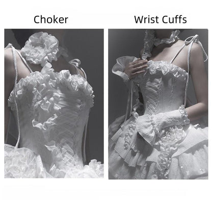 Silent Manor - White Gothic Lolita Fishbone JSK Dress