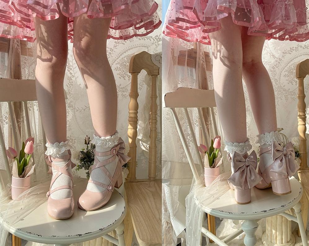 MODO - Follow in the Moonlight - Sweet Lolita Round Toe Shoes with Large Bow
