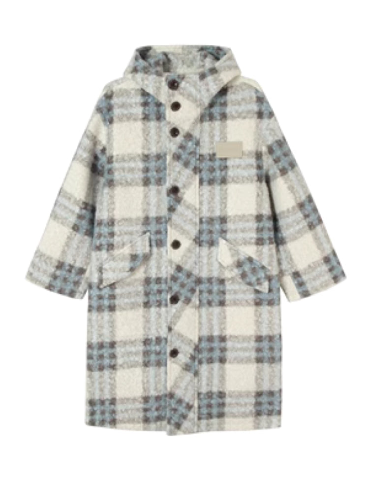 Hooded plaid coat【s0000005070】