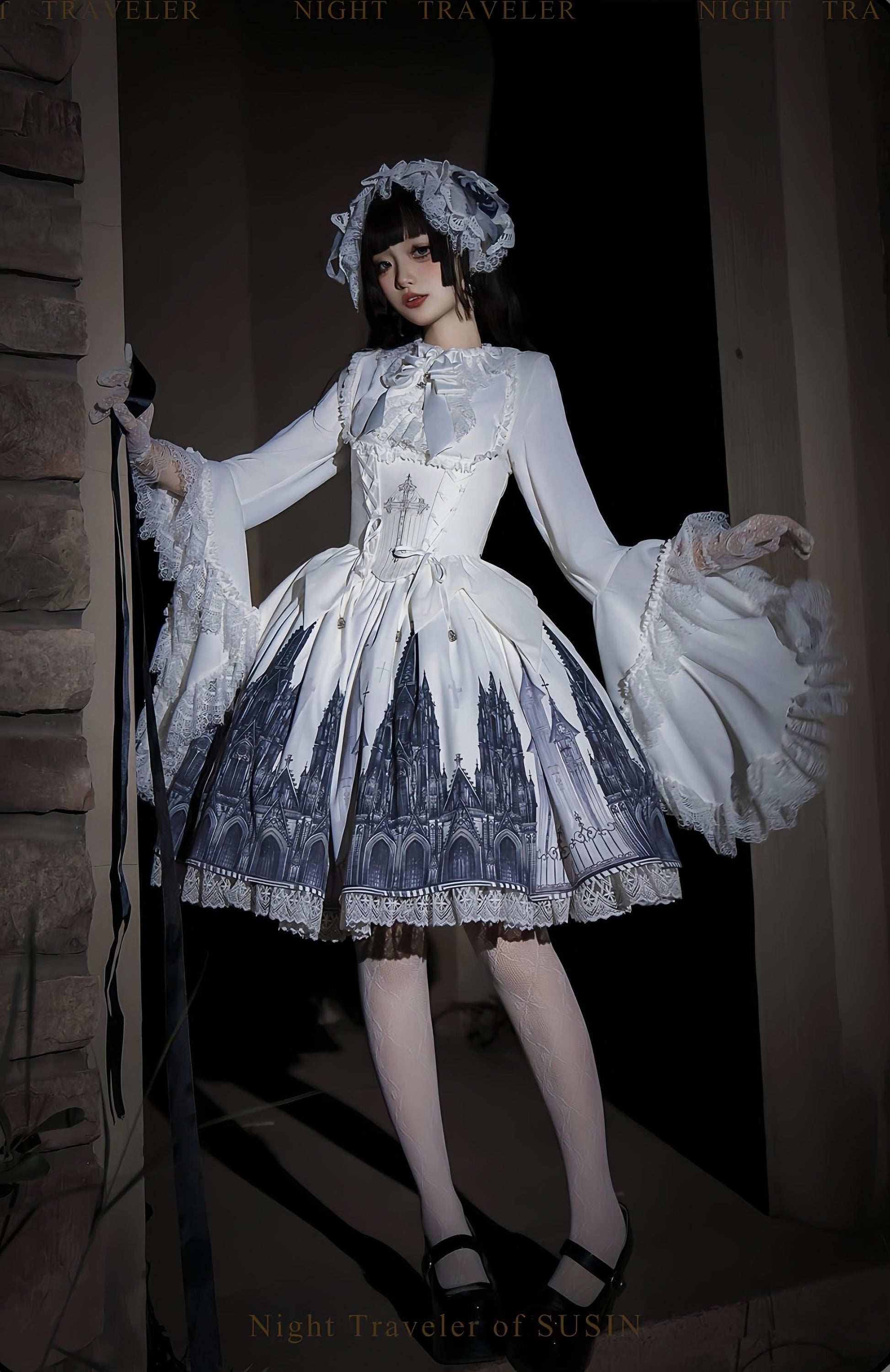 Susin Lolita - Night Traveler - Gothic Lolita Skirt Long Coat Long-Sleeved Shirt and Bustier