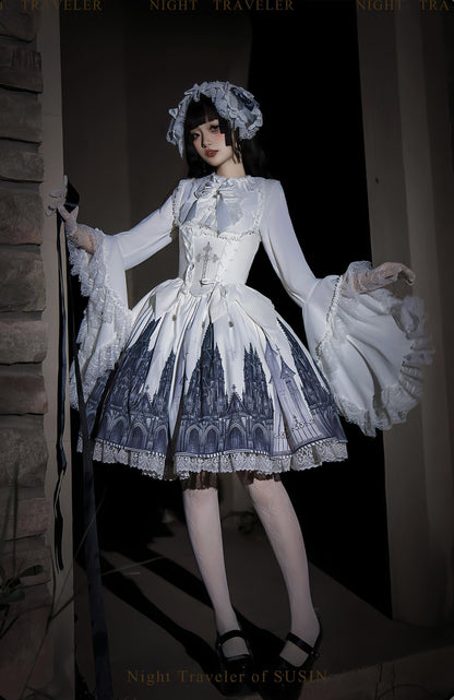 Susin Lolita - Night Traveler - Gothic Lolita Skirt Long Coat Long-Sleeved Shirt and Bustier