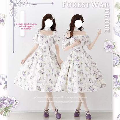 Forest Wardrobe - Forest Basket - Classic Lolita OP Dress Floral Print