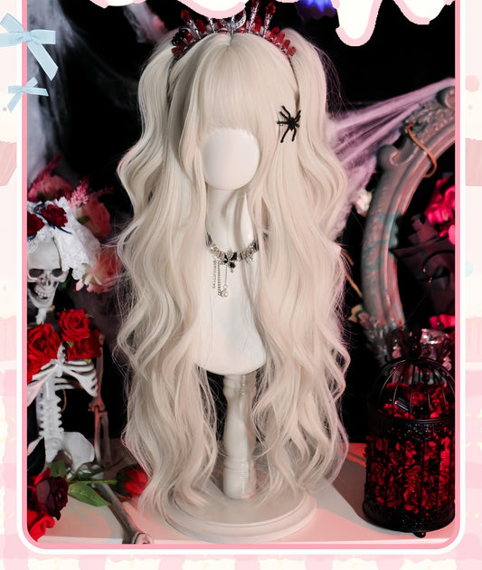 Dalao Home - Moko - Gothic Lolita Wig Pearl Milk Grey Long Curly Hair