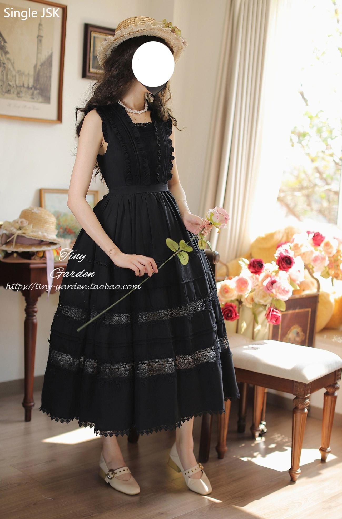 Tiny Garden - Spring Whisper - Solid Color Classic Lolita JSK Dress with Tulle Apron