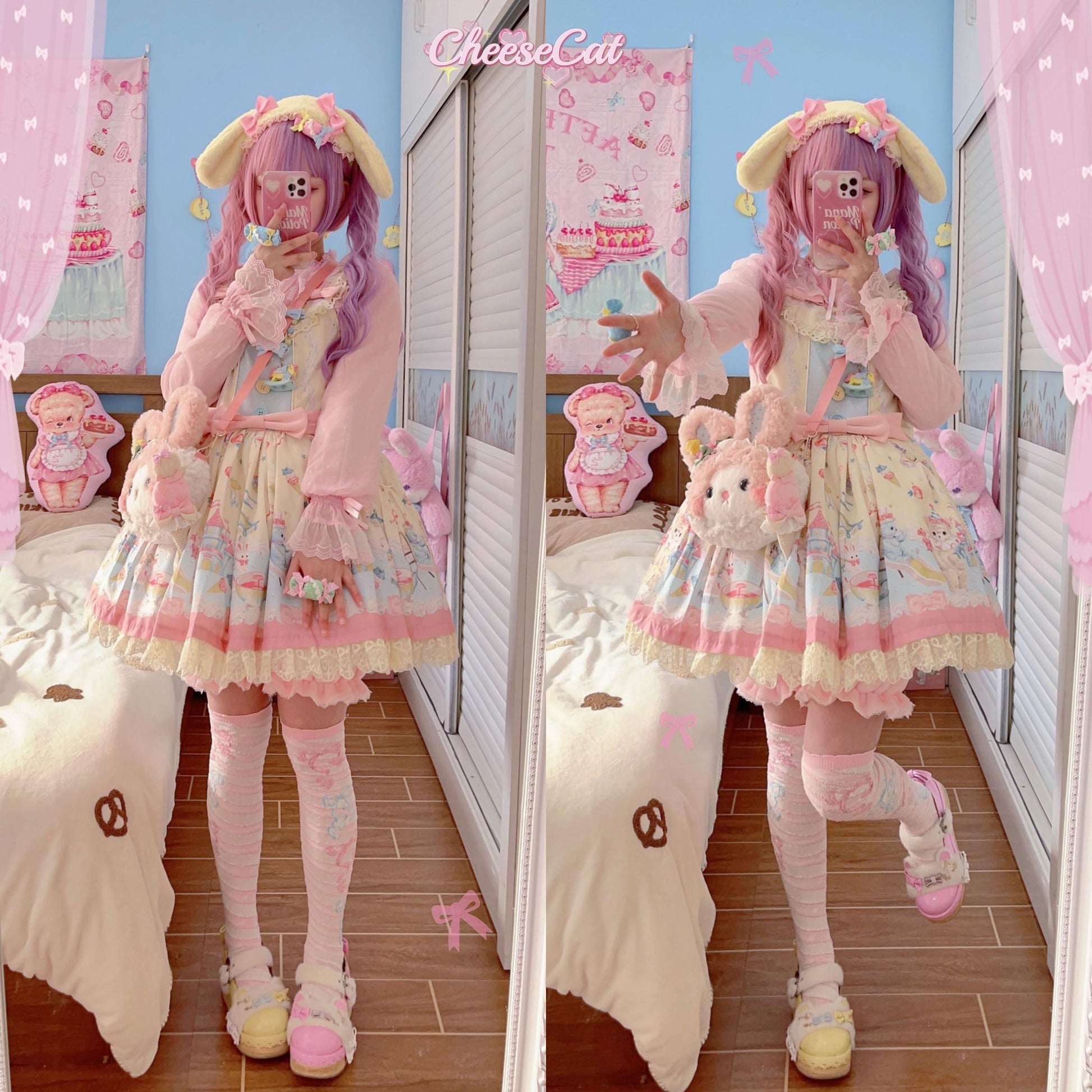 Cheese Cat - Fluffy Lop-Eared Bunny Sweet Lolita Hairband