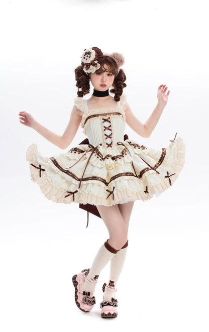 Chubby Cat Diary - Chocolate Layer Cake - Plus Size Cotton Lolita Jumper Dress