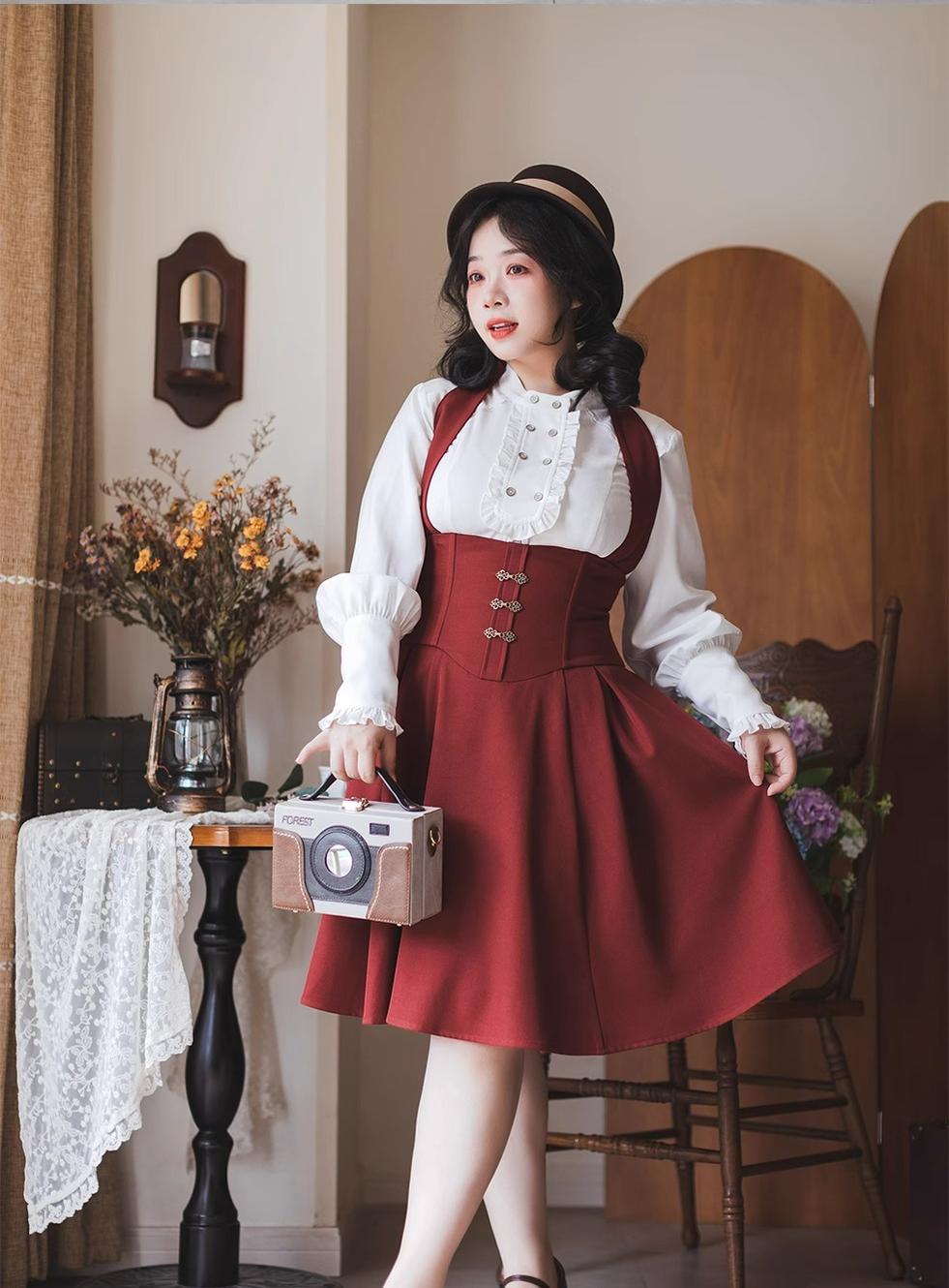 Forest Wardrobe - Vintage Lolita Fishbone Halter SK, Autumn Jacket