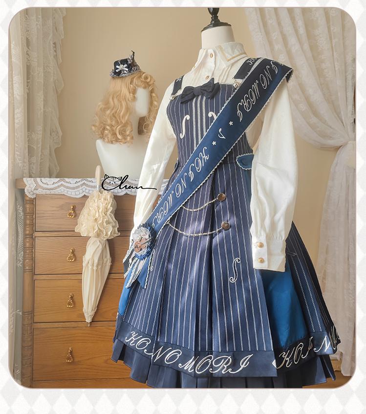Forest Fluorescent Carps - Classic Lolita Salopette Set Violin Preppy Style Dress