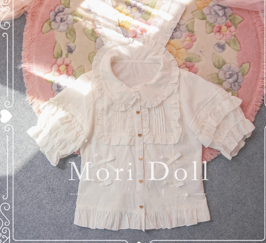 Mori Doll - Kawaii Lolita Rabbit Ears Short Sleeve Shirt Multicolors