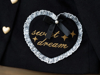 Dream Magic Box - Milk Puff - Winter Fleece-lined Sweet Lolita Coat, Detachable Collar