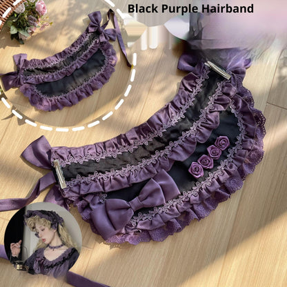 Uncle's Workshop - Stacked - Lolita Accessory Set Hairband Bow Trailing Brooch Choker