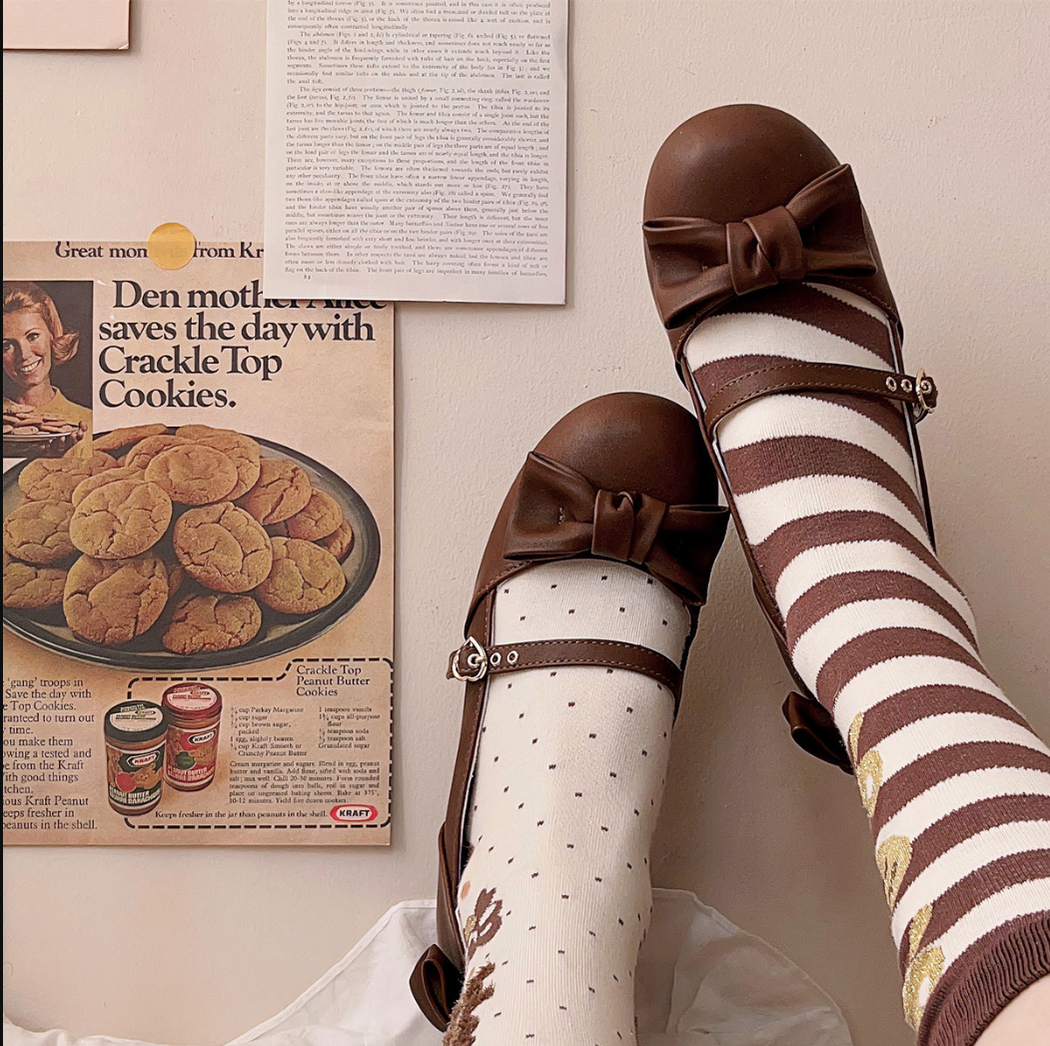 Sheep Puff - Elegant Lolita Bownot Retro High Heel Shoes