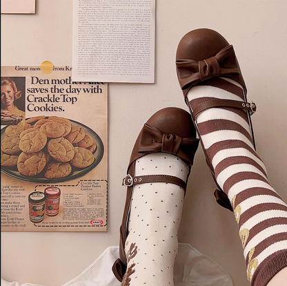 Sheep Puff - Elegant Lolita Bownot Retro High Heel Shoes