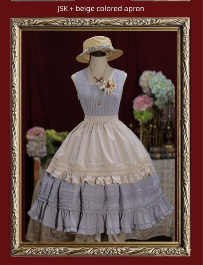 Tiny Garden - Nocturne Reminiscence - Elegant Lolita JSK Dress Multi-Wear Apron Dress Set