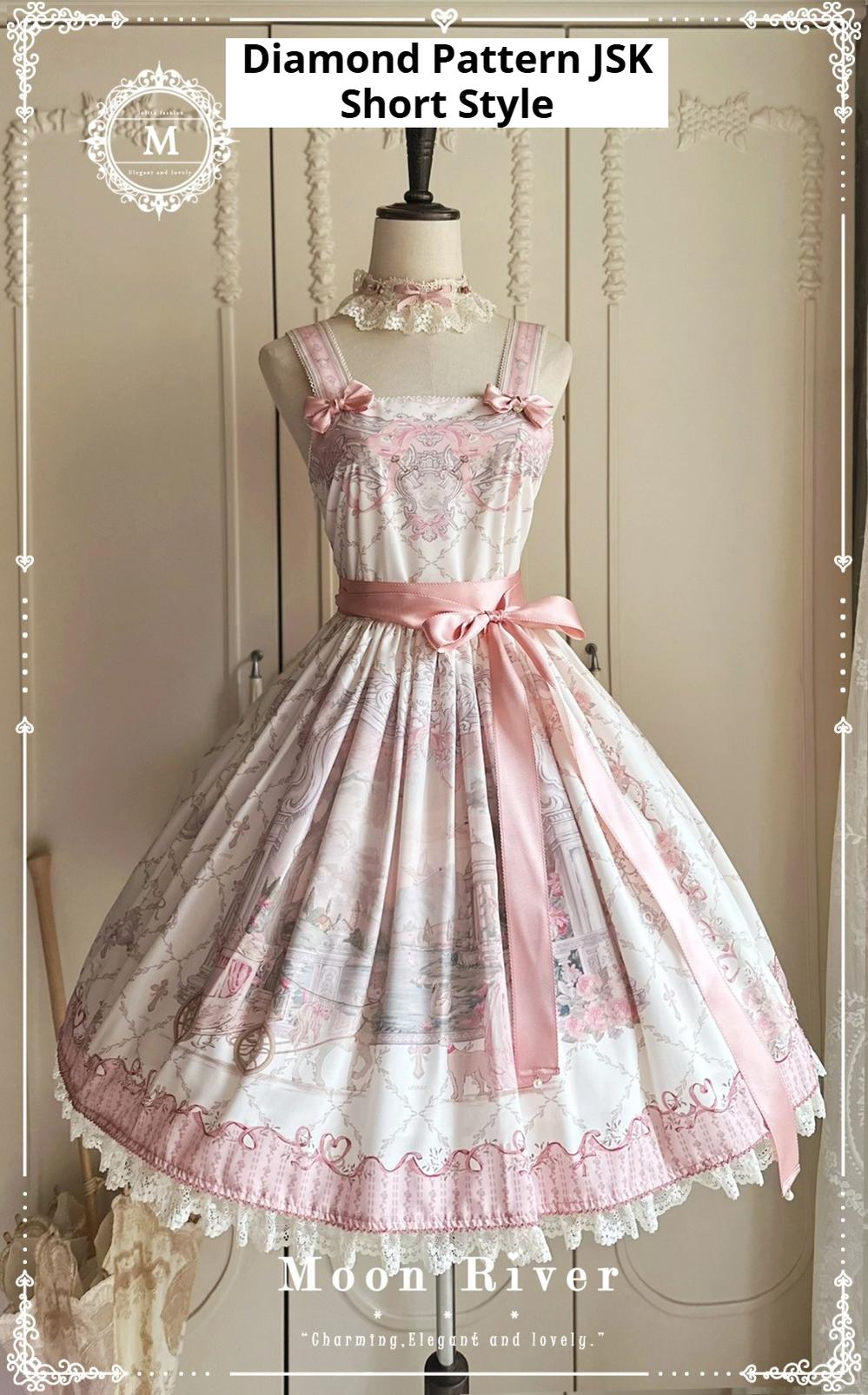 Moon River - Swan Lake Mirror - Pink Sweet Lolita Print JSK Dress