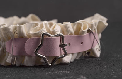 Strange Sugar - Sweet Lolita KC White Pink Ruffled Hairband Accessories