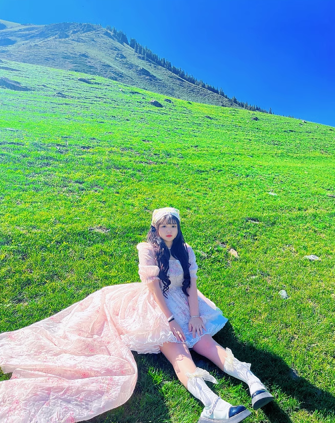 Rouroudream - Selkie - Plus Size Sweet Lolita OP Trailing Floral Princess Gown Dress