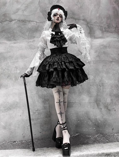 CastleToo - Crossbone - Ouji Lolita Shorts Suit Gothic Lolita Top and Blouse