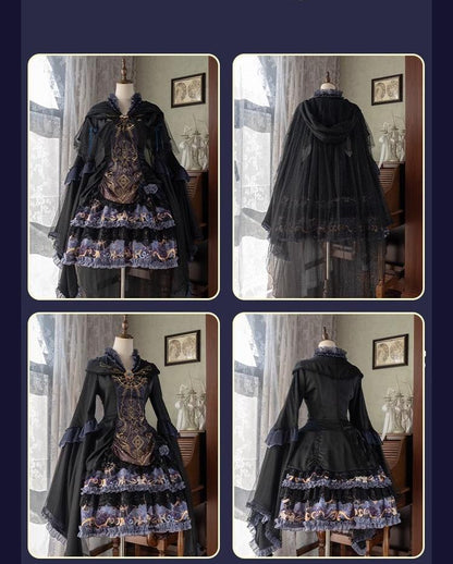 YingLuoFu - Astro Cat - Gothic Lolita OP Suit Witch Lolita Dress and Shawl