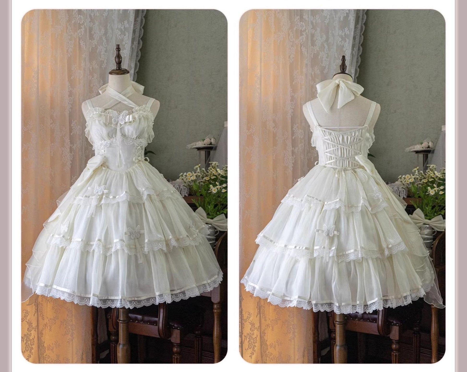 MEEKWIND - Miss Flora - Light Bridal Lolita Dress Gauze OP and JSK