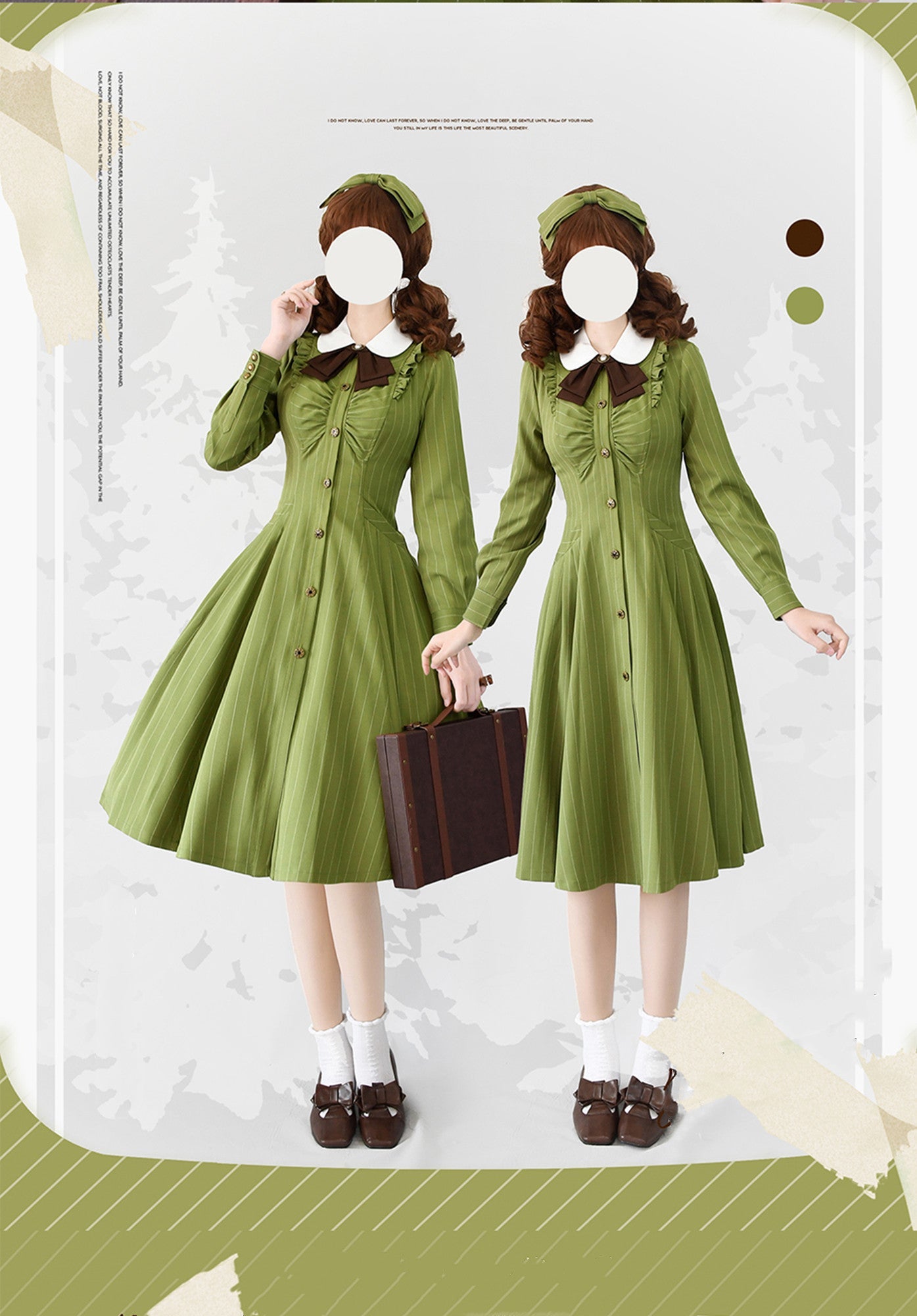 Forest Wardrobe - Winter Lolita Classic Front Open Stripe OP