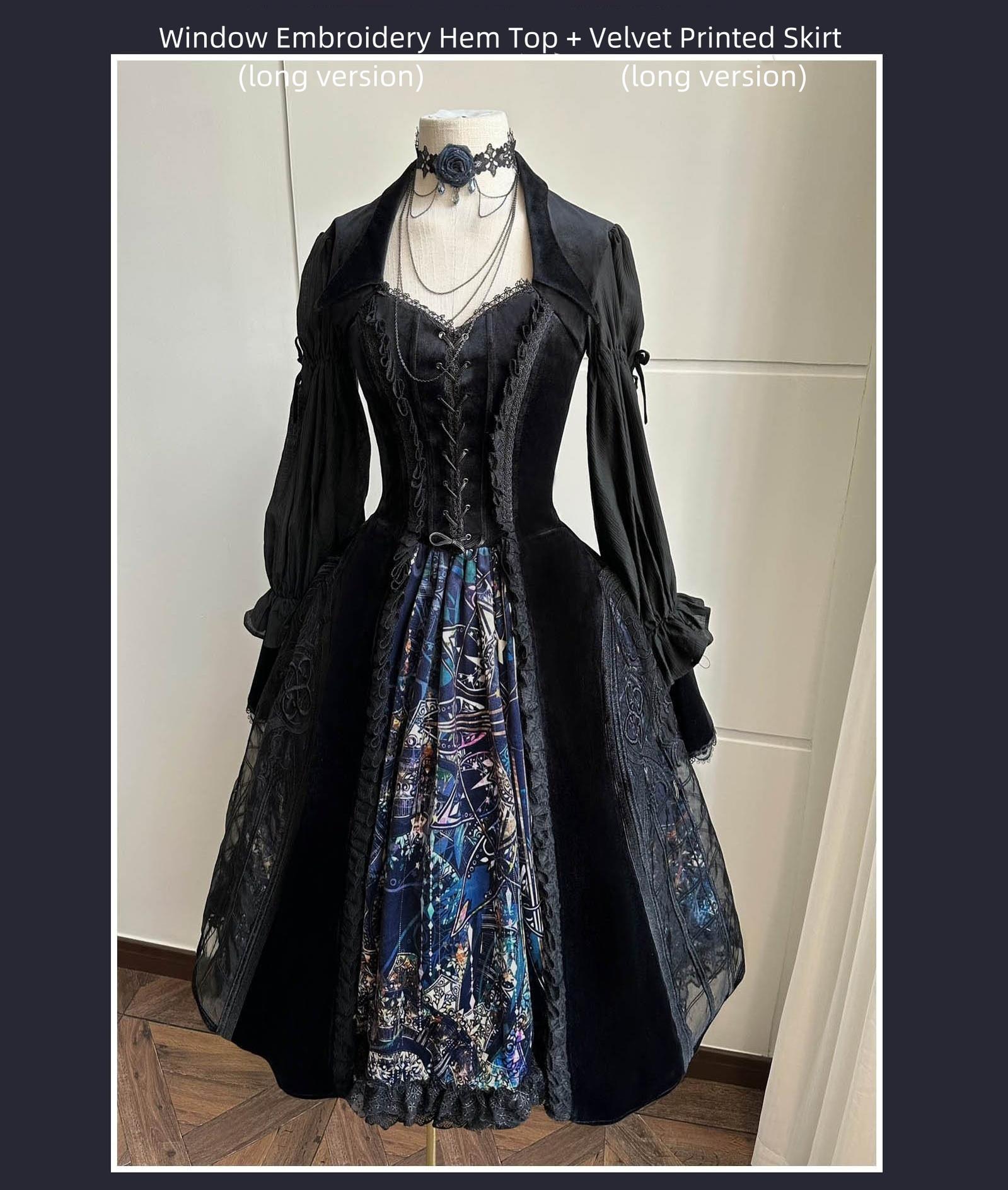SUSIN - Night Traveler - Classic and Elegant Gothic Dress with Colorful Window Prints