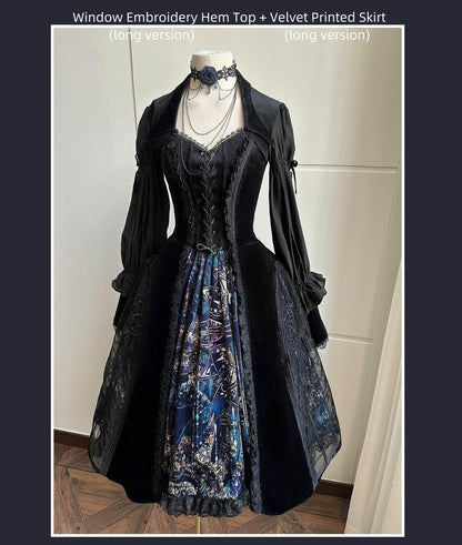 SUSIN - Night Traveler - Classic and Elegant Gothic Dress with Colorful Window Prints
