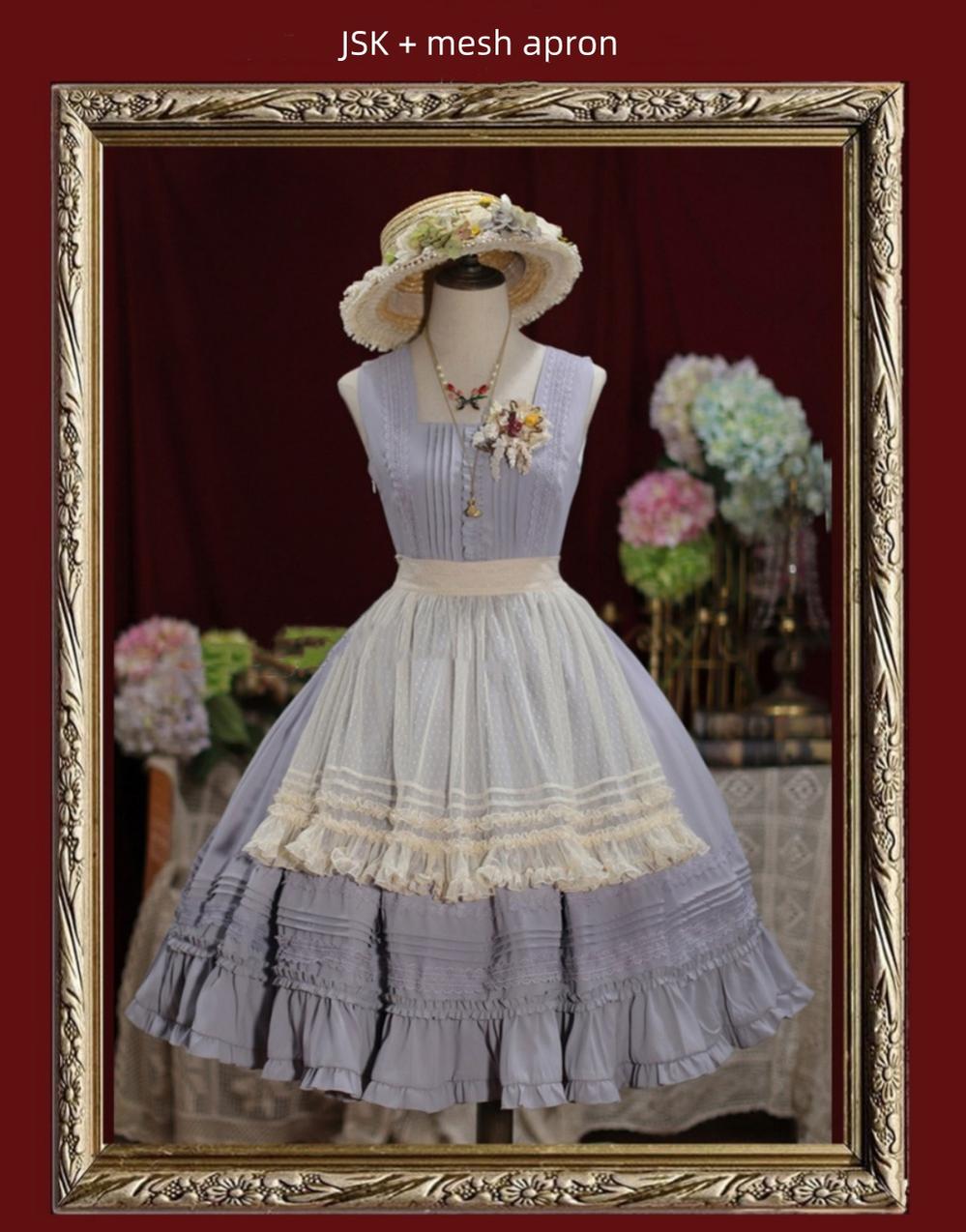 Tiny Garden - Nocturne Reminiscence - Elegant Lolita JSK Dress Multi-Wear Apron Dress Set