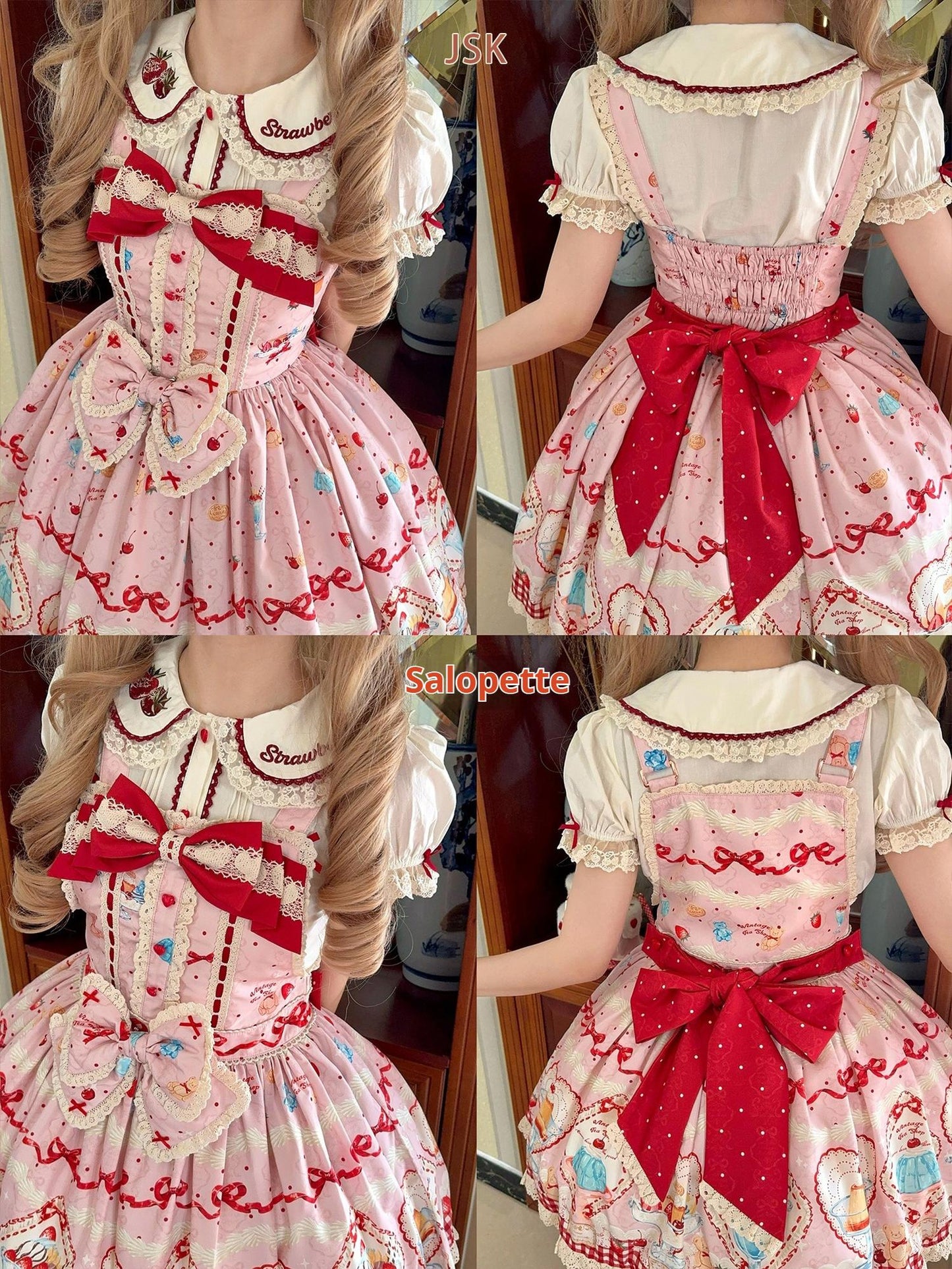 DreamWhale - Showa Dessert Showcase - Kawaii Lolita Dress Suit Pudding-Inspired JSK/Salopette