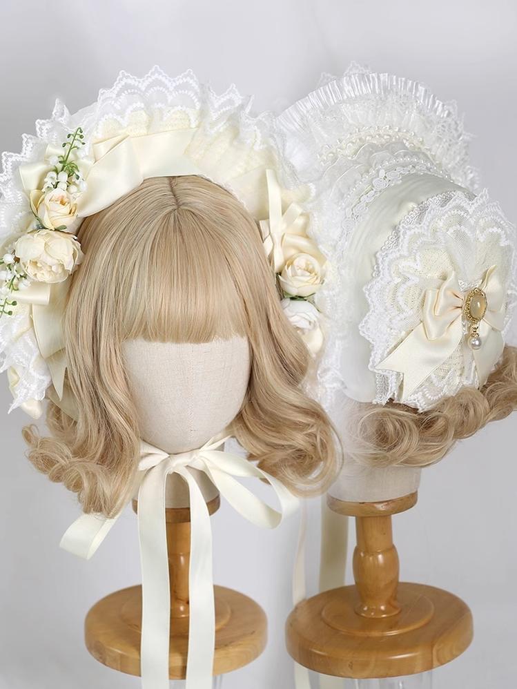 Xiaogui - Elegent Lolita Bonnet Bows Straw Hat