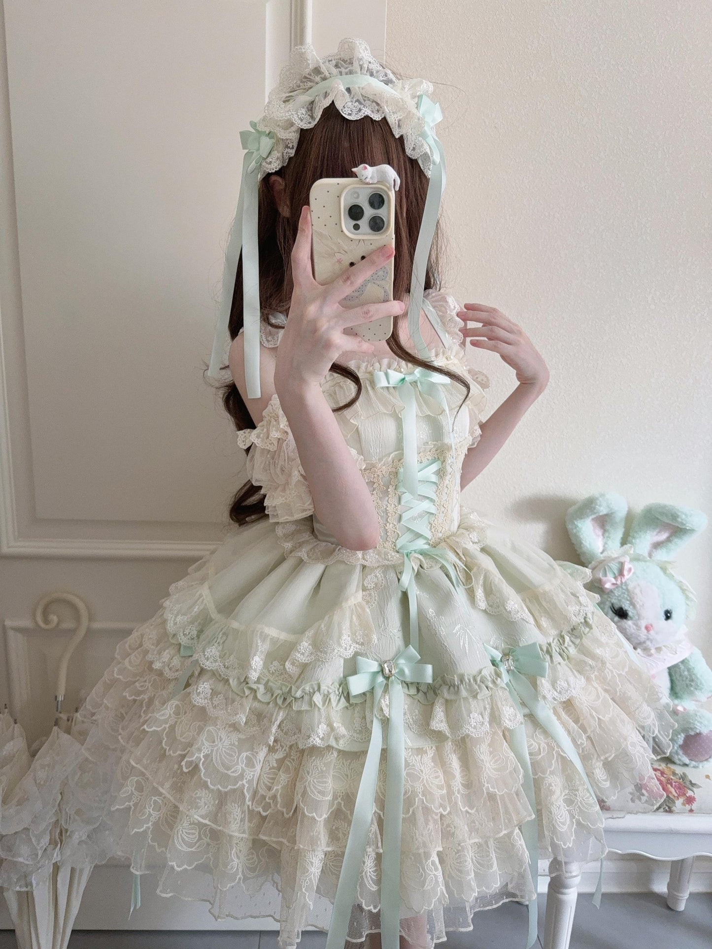 Sugar Girl - Ribbons of Love - Sweet Lolita JSK Dress, Tiered Ruffles
