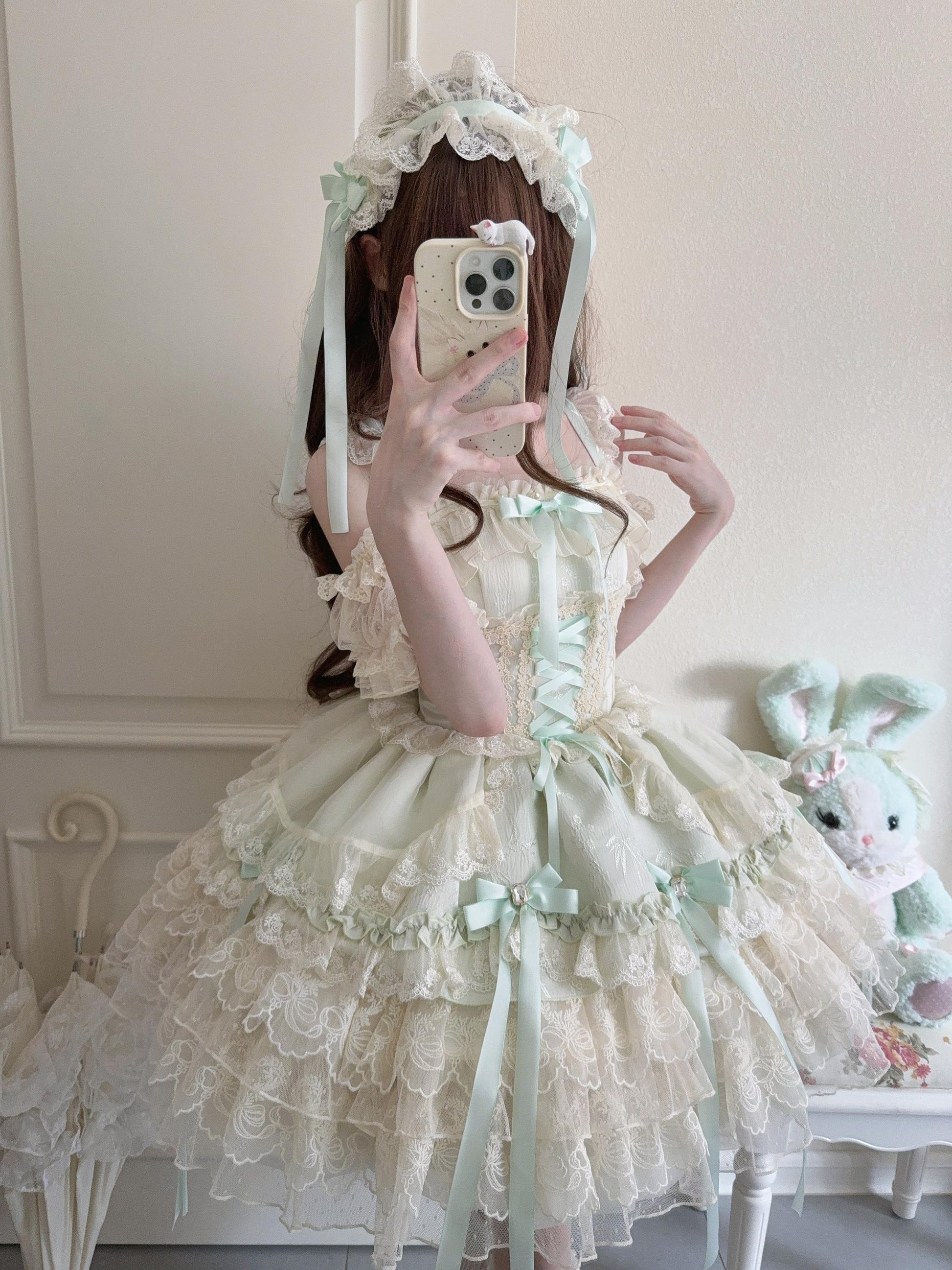 Sugar Girl - Ribbons of Love - Sweet Lolita JSK Dress, Tiered Ruffles