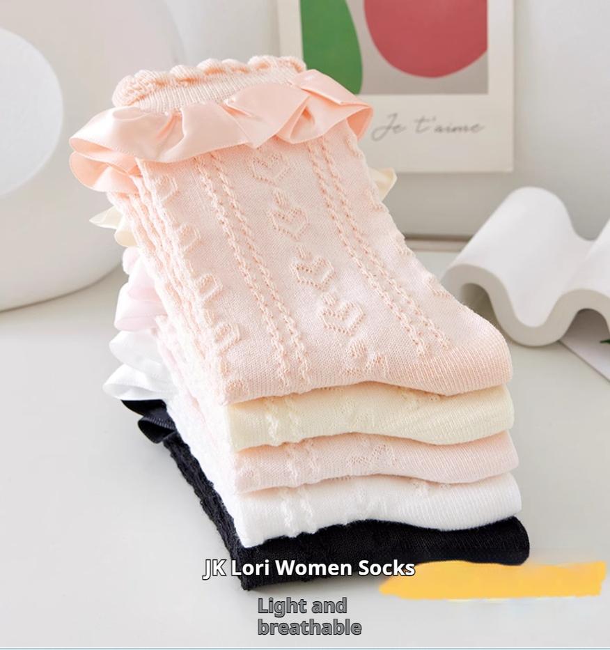 JingChi - Sweet Lolita Socks Women's Multicolor JK Mid-Calf Socks