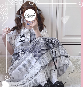 Mori Doll - Peach Tea - Sweet Lolita Dot and Stripe Print Skirt Multicolors